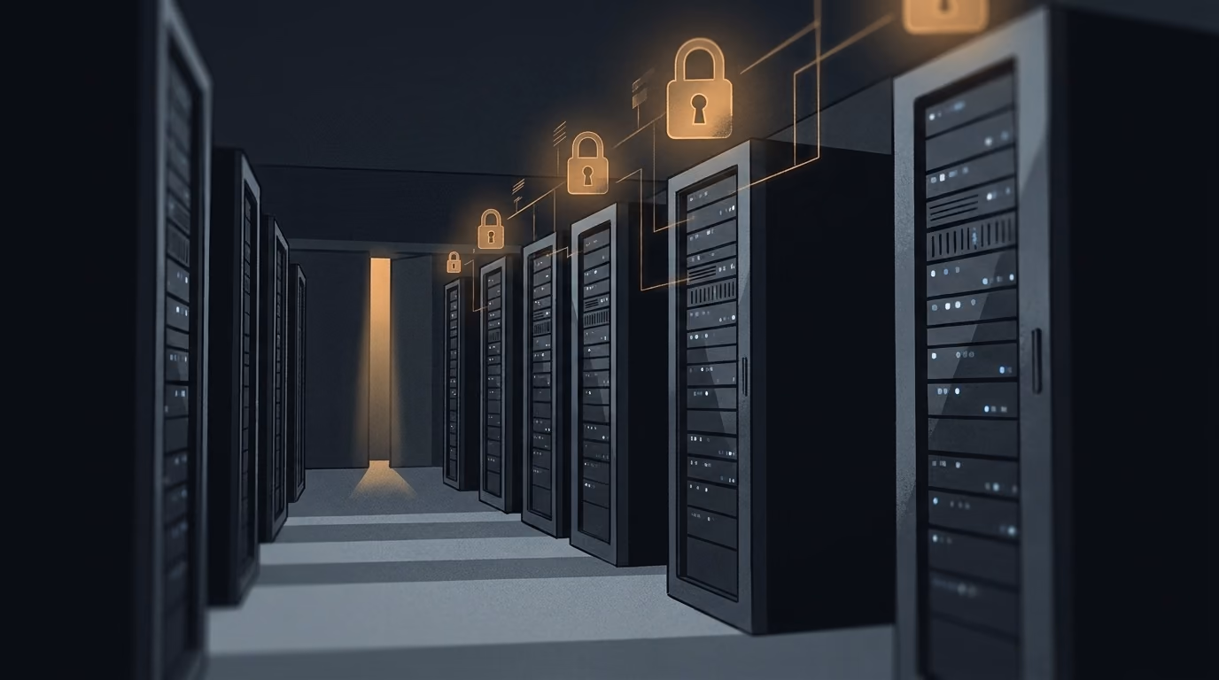 Secure server room representing AI compliance and data privacy norms